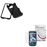 Black Rubberized Hard Cover Case + LCD Screen Protector for Sprint LG Optim ....