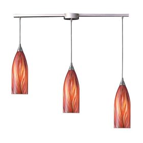 Cilindro - 3 Light Island Pendant Track Lighting Fixture - Brushed Nickel - Amber Glass -... by Elk