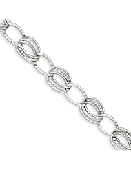 14k White Gold Polished and Textured Hollow w/ext. Bracelet Length 7.5"