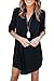 Mulisky Women V Neck Roll Up Sleeve Long Blouse High Low Casual Mini Shirt Dress