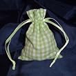 3x4 Cotton Gingham Wedding Favor Gift Bags/Pouches - Green (10 Bags)