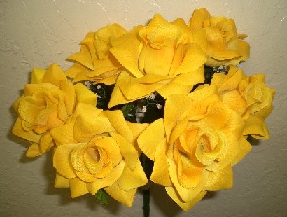 Set of 4 YELLOW Open Rose Silk Flower Bouquets Wedding