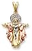14K Gold Tri-Color CZ Jesus Crucifix and Resurrection Cross Pendant