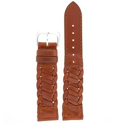 Genuine Leather Braided Honey Brown Watch Band 20mm