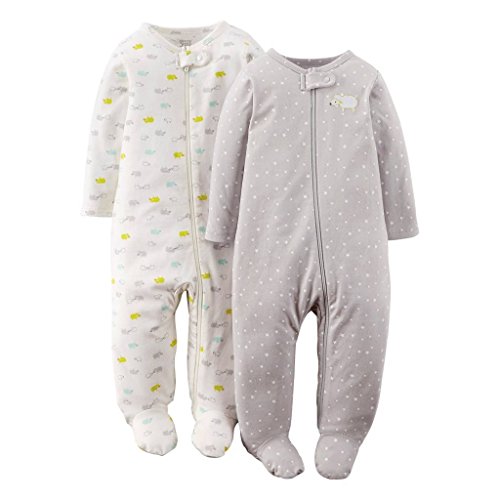 Just One You By Carters Unisex-Baby 2-Pack Footed Sleeper - Gray (9 Months)