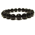 Tourmaline Bracelet 07 Stretch Black Faceted 10mm Fancy Gemstone