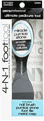 Onyx Professional 4 Sided Multi-use Foot Tool - Callus Remover Includes Metal Foot Rasp, Foot File, Pumice Stone &amp; Nail Brush