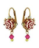 Michal Negrin Beautiful Rose Earrings with Swarovski Crystals & Beads - Very Beautiful Designed