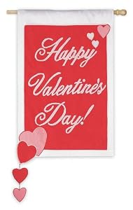 Happy Valentines Spinning Hearts Applique Regular Size Flag