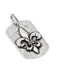 Sterling Silver Hammer Finish Fleur-De-Lis Dog Tag