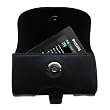 Gomadic Brand Horizontal Black Leather Carrying Case for the Philips GoGear SA9200/17 Super Slim with Integrated Belt Loop and Optional Belt Clip