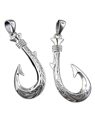 925 Silver Reversible Fish Hook Pendant Hawaiian Silver Jewelry