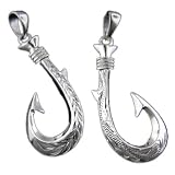 925 Silver Reversible Fish Hook Pendant Hawaiian Jewelry