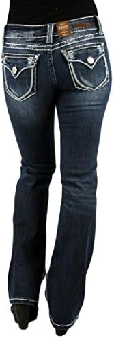 LA Idol Women's Outline Stitch Bootcut Jeans 1 Blue