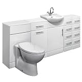 450 White Gloss Basin Unit, Toilet, Laundry Unit and Two 4 Drawer Packs