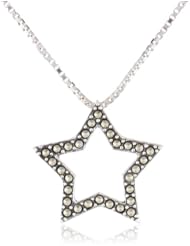 Judith Jack "Mini Items" Sterling Silver, Marcasite Star Pendant Necklace, 18"