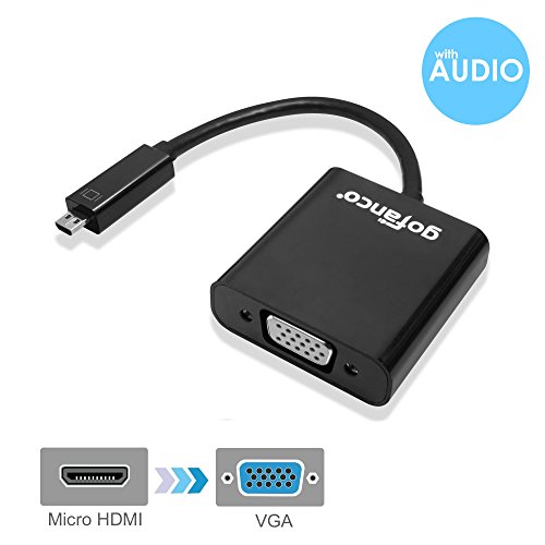 gofanco Pro-series Active Micro HDMI to VGA Adapter with Audio - Black MALE to FEMALE with 3 Feet Micro USB Power Cable for Micro HDMI Enabled Ultrabooks, Tablets, Smartphones, Cameras and Camcorders to Connect to VGA Displays gofanco Pro-series Active Micro HDMI to VGA Adapter with Audio - Black MALE to FEMALE with 3 Feet Micro USB Power Cable for Micro HDMI Enabled Ultrabooks, Tablets, Smartphones, Cameras and Camcorders to Connect to VGA Displays