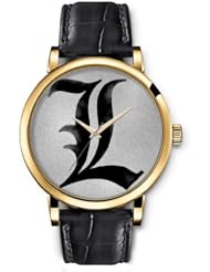 SPRAWL Aanalog Fashion Series Gold Ladies Watches of Genuine Black Leather Strap,Unique Wrist Watch for Women Girls Designed with Mark L