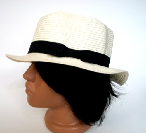 Skipper hat boater hat straw design (Cream)