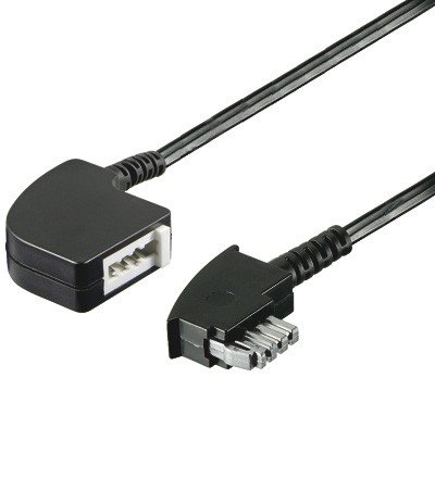 Wentronic TAE 6 polig Verl&auml;ngerung (TAE-N Stecker auf TAE-N Kupplung) schwarz 6m