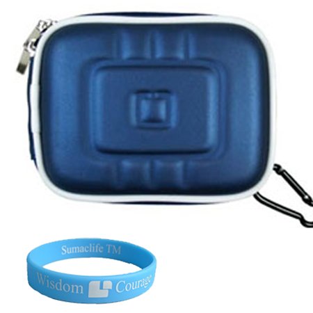EVA Carrying Case for Panasonic Lumix Dmc-zs3 Dmc-zs1 Dmc-ls85 Dmc-lz10 Dmc-fs15 Dmc-fs25 and More. (Blue)+SumacLife TM Wisdom Courage Wristband