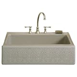KOHLER K-14579-KG-K4 Alencon Lace Design on Dickinson Undercounter Kitchen Sink, Cashmere