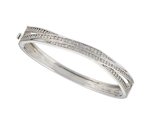 Childrens Toyshop  Jewelry : Sterling Silver Cubic Zirconia Criss-Cross Bangle Bracelet By Crislu