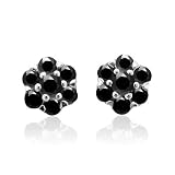 14k White Gold Cluster BLACK Diamond Earrings Studs - 0.25 carat