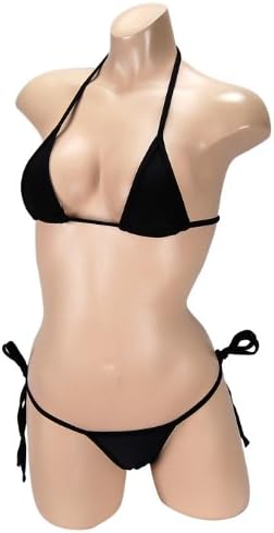 BikiniMo - SOLID - Thong Swimwear - Many Colors - Sultry Black - Large