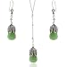  : STERLING SILVER .925 GENUINE AVENTURINE STONE LEAF PETAL BEAD DANGLE HOOK EARRINGS Y NECKLACE 18.5 19.5 JEWELRY SET
