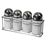 Cabanaz 4 Gew�rzstreuer Farbe weiss aus Glas mit Metall-St�nder