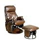 Mac Motion Chairs Model 2-Piece Glider, Swivel, Recliner with Matching Gliding Ottoman Brick Bonded Leather with Black Metal Frame