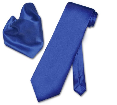 Low Price BIAGIO SILK Solid ROYAL BLUE NeckTie & Handkerchief Neck Tie Set