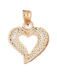 Dazzlers Solid 14k Gold Filigree Heart Charm Pendant Available in three colors from jewelsberry (weights: 1.7 grams only)