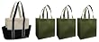 Reusable Grocery Tote Bag 4 Pack Combo, Includes 3 Olive Grocery Totes + 1 Cotton Multiple Pocket Canvas Shoulder Tote