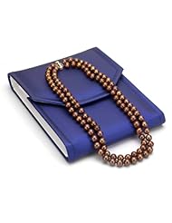 24karat Yellow Gold Over Sterling Silver 2 Rows 8-9mm Chocolate Cultured Freshwater Pearl High Luster Necklace 17"-18" Length.