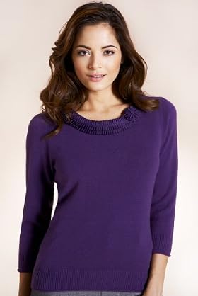 Per Una Pleated Floral Corsage Knitted Top