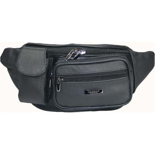 bum Bag Leather Black Lorenz, Phone Holder