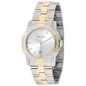 Bulova Mens Diamond Accented Stainless Steel Bracelet Watch #98E104 by Bulova