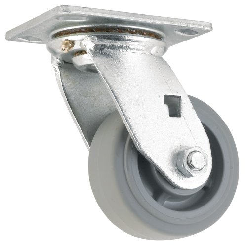 Waxman 4036455 Heavy Duty Rubber Plate Caster with Swivel, Grey Tire and Rim, 4-Inch