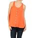 TCEC Button Up Chiffon Summer Tank in Orange, Small