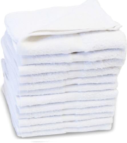 12 NEW WHITE ECONOMY HOTEL LINEN MOTEL BATH HAIR DRYING TOWELS 20X40 by Maz Supply