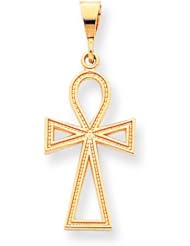 10K Yellow Gold Ankh Egyptian Cross Charm Pendant