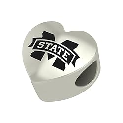 Mississippi State Bulldogs Heart Bead Fits Pandora Style Bracelets