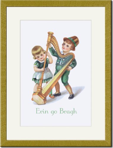 Gold Framed/Matted Print 17x23, St. Patrick's Day Children