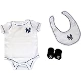 MLB Baseball Newborn 3 Piece Bodysuit, Bib, & Booties Set - New York Yankees