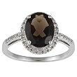 10k White Gold Oval Smokey Topaz and Diamond Ring (1/10 TDW)