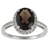 10k White Gold Oval Smokey Topaz and Diamond Ring (1/10 TDW) 10k White Gold Oval Smokey Topaz and Diamond Ring (1/10 TDW)