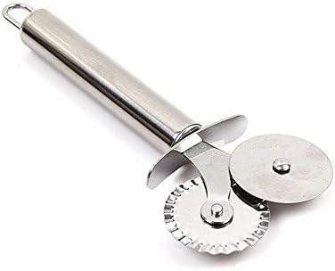 Stainless Steel Pastry Wheel Ravioli Cutter Dual Edge Pizza Slicer for Kitchen Restaurant Office