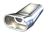 Produkt-Bild: Edelstahl Endrohr zum Anschweissen, Ausf&uuml;hrung: 135x75mm Oval + geb&ouml;rdelt, mit Absorber, L&auml;nge 330mm